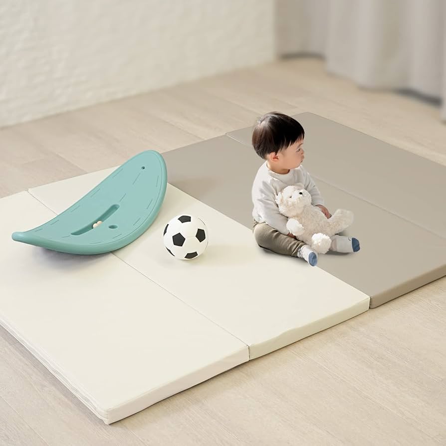 かい 色: 白】プレイマット 折りたたみ 160×120 厚み4cm 赤ちゃん 子供